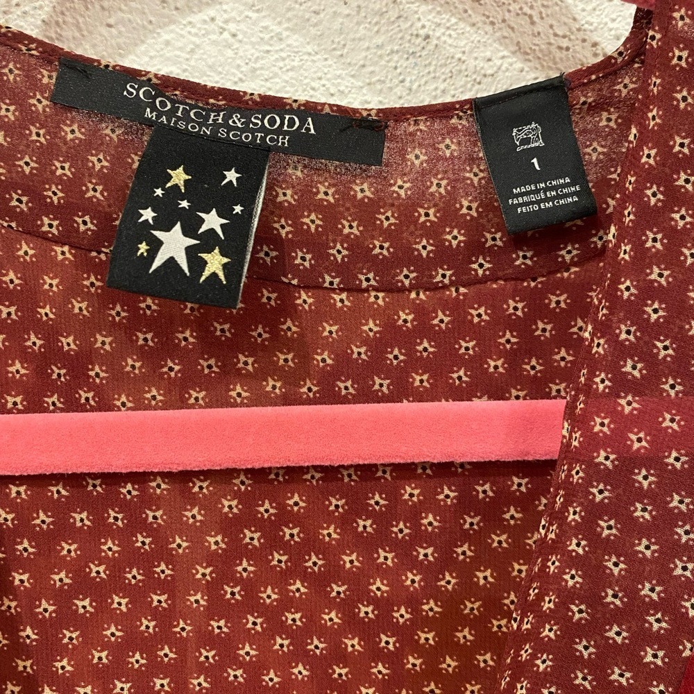 Scotch & Soda Multicolor Ikat Wrap Mini Dress - Red, Green, Yellow - Picture 3 of 4